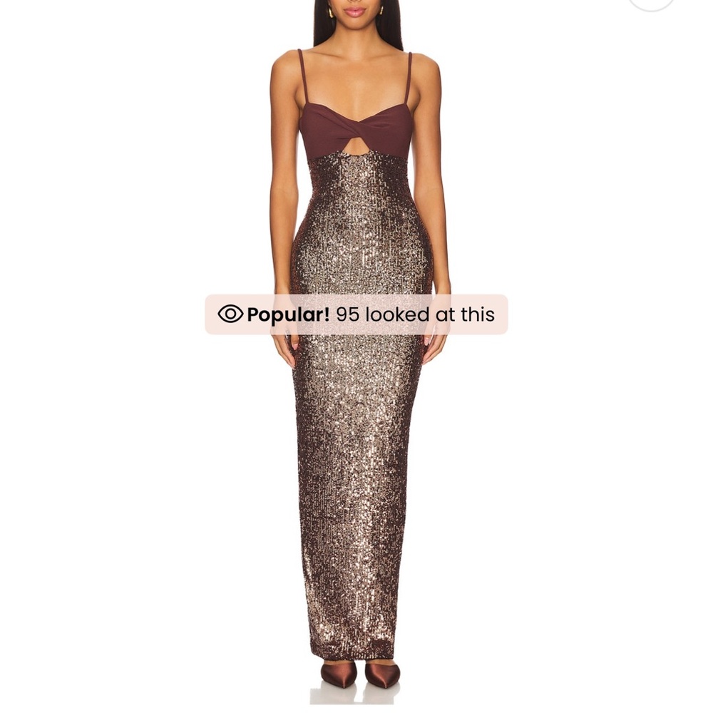 Nookie Brown Sequin Maxi Dress for Prom